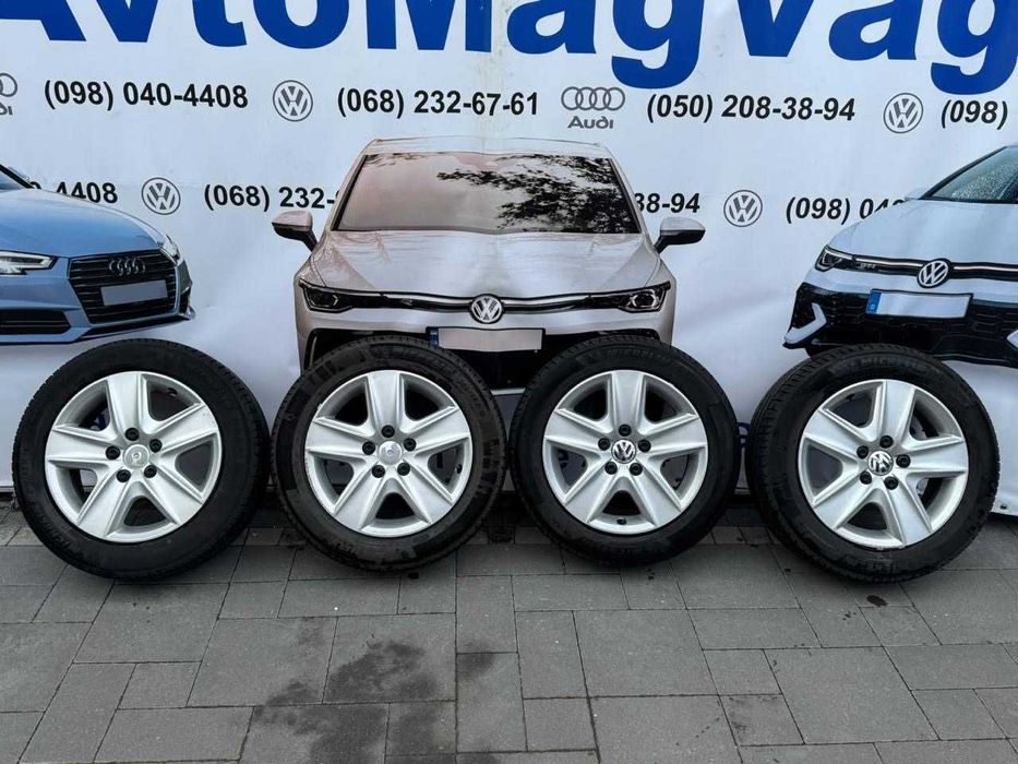 Структурні диски з ковпаками R16 5x112 VW Audi Skoda Seat 5K0601027 Michelin Primacy 4 літо 2022