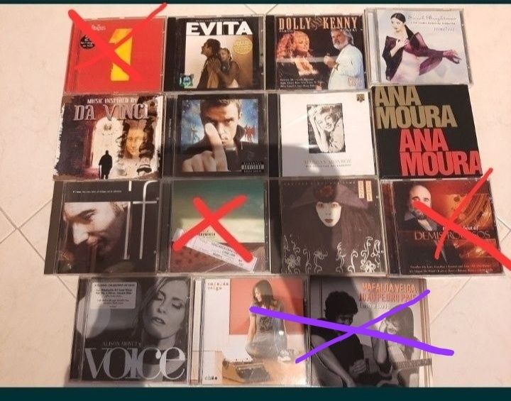 Cd  Alison moyet  evita robbie Williams marilyn  Monroe Ana Moura Kenny Roger Sarah Brightman
