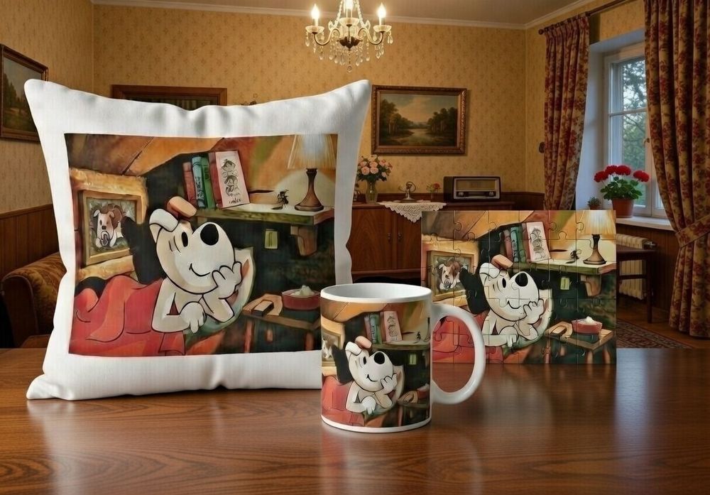 Reksio PRL retro prezent polskie bajki dobranocka poduszka kubek puzzl