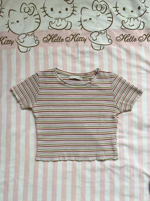 Crop top w kolorowe paski Pull & Bear S/M