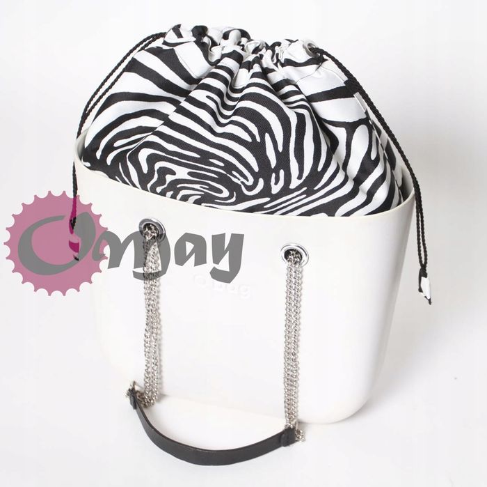 Czarny organizer komin do OBAG MINI WOREK zebra 2 kieszenie OMAY