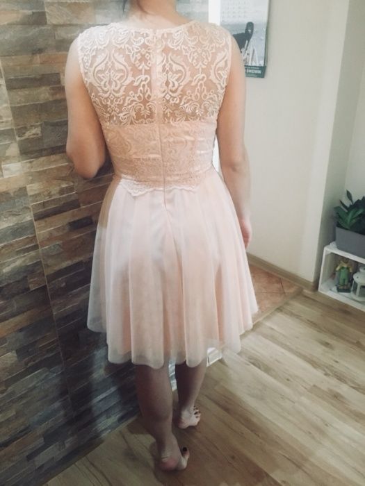 Sukienka pudrowy róż wesele poprawiny sylwester
