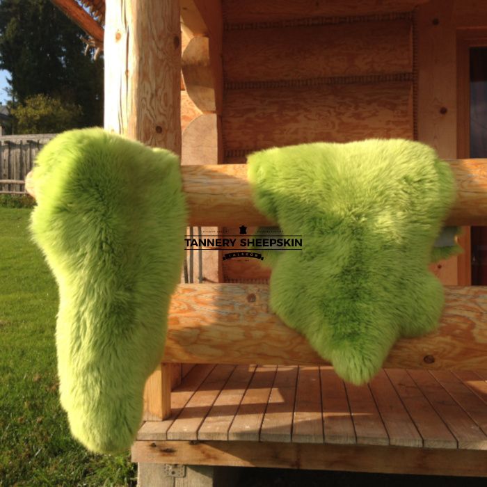 Skóra Owcza Zielone Jabłko 110-130 cm Skóry Naturalne Dekoracyjne