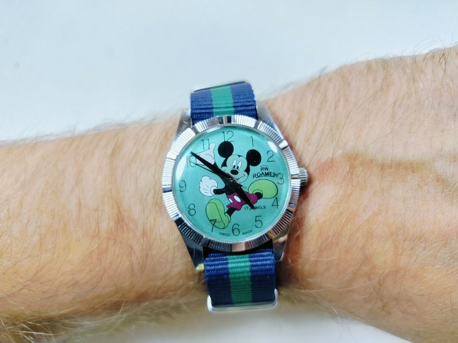 2 x zegarek Roamer Mickey Mouse Myszka Miki mechaniczny nakręcany vintage