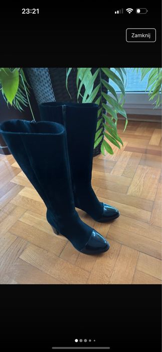 Kozaki skorzane wysokie czarne