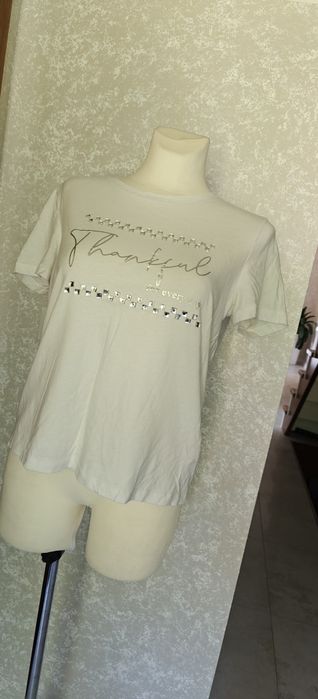 Mohito bluzka koszulka t-shirt biała kryształki cyrkonie M 38