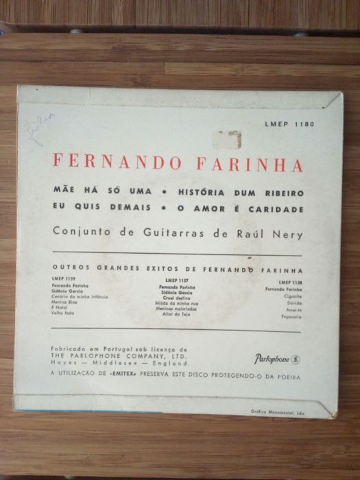 Disco de vinil * Fernando Farinha * "Mãe há só uma"