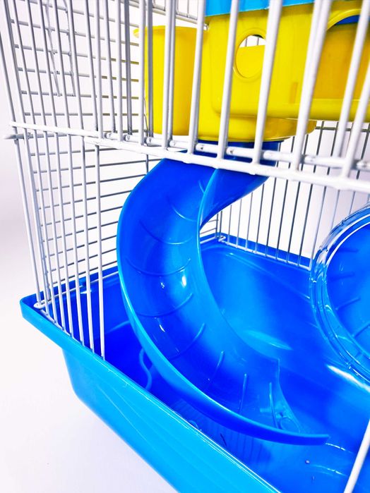 Клетка для хомяков G08, желто-голубая, 25x23x16см. Красивый подарок!