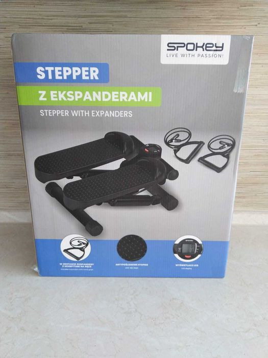 NOWY Stepper z Ekspanderami Linki Rączki LCD Do 100 kg SPOKEY