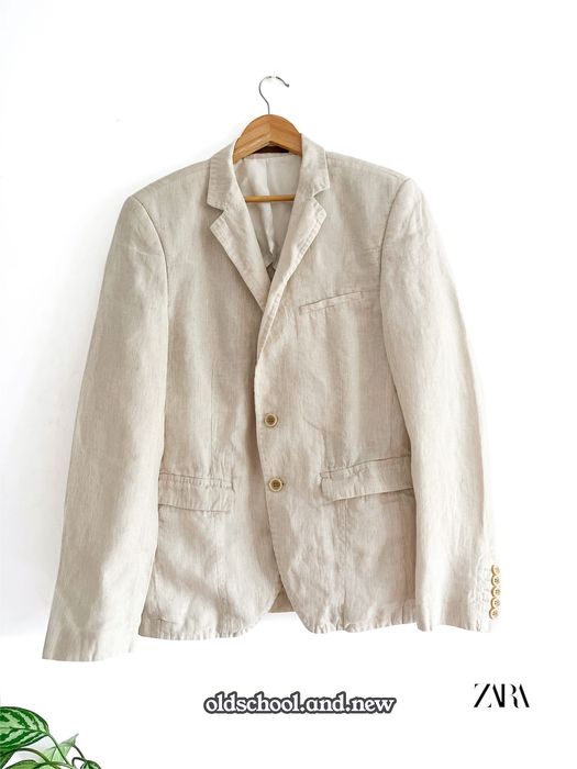Blazer Zara em Linho Creme Cru 42-  Zara Blazer in Raw Cream Linen 42