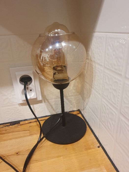 Lampka Nocna Dekoracyjna Kula Grafit Transparent złota