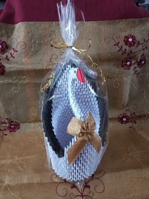 MEGA duży łabędź XXL - rękodzieło origami prezent dekoracja