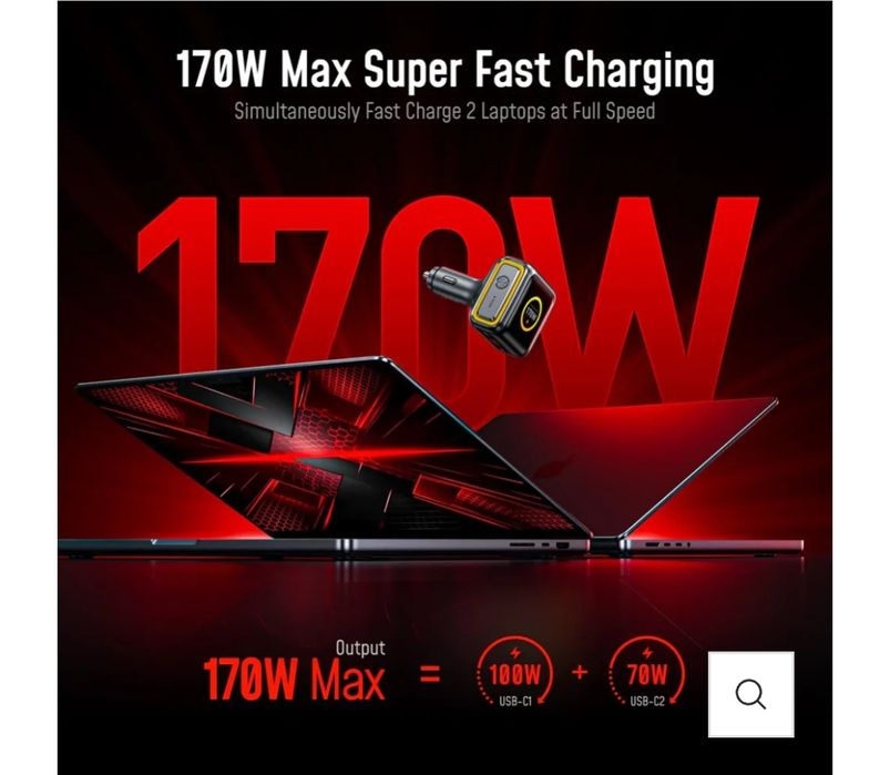 Super ładowarka samochodowa AI AOHI 170W ,wyświetlacz.