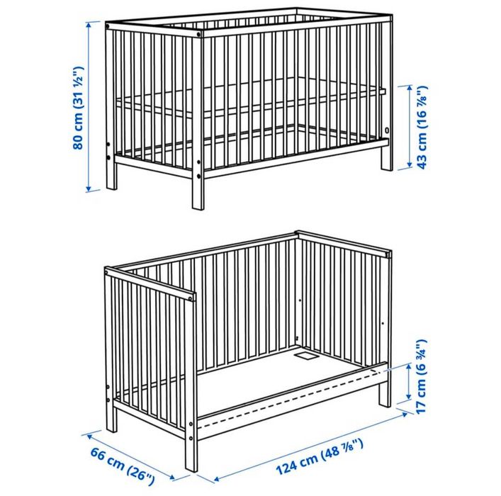 GULLIVER Berço IKEA, branco, 60x120 cm