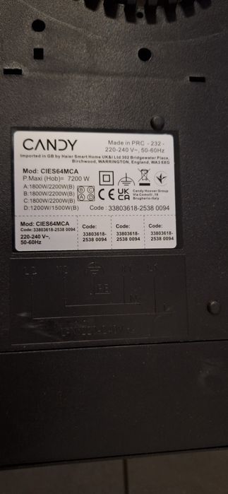 Płyta indukcyjną  candy