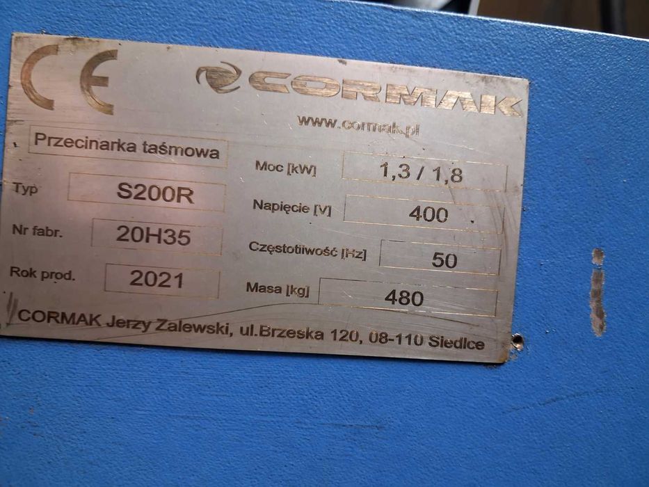 Przecinarka taśmowa CORMAK S200R 2021 r. 400 V – sprawna