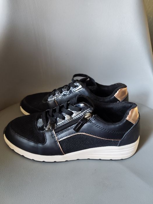 Sneakersy damskie czarno złote