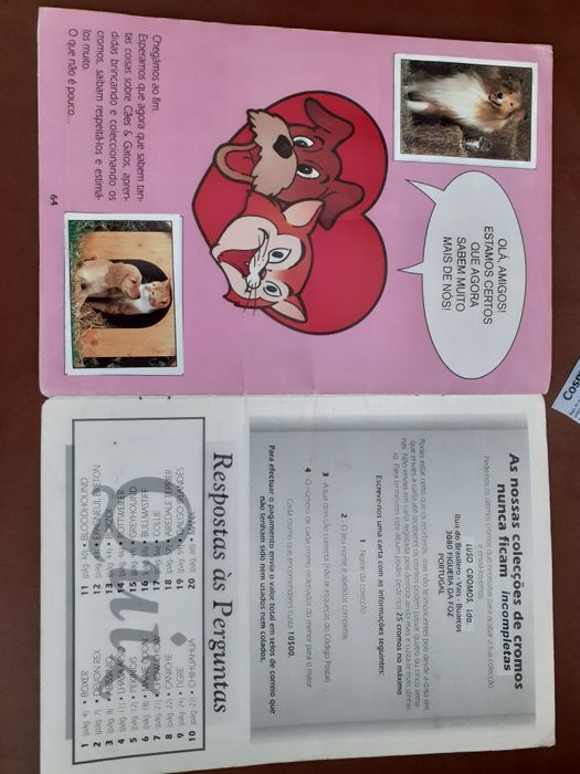 Caderneta Completa Cães e Gatos 1993 com todos os cromos
