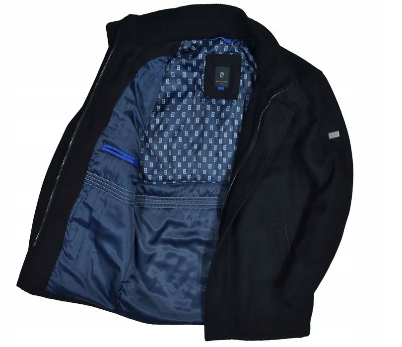 Pierre Cardin Czarny Wełniany Ocieplany Płaszcz Męski 24