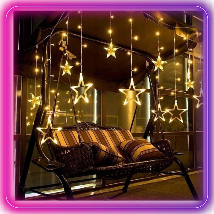 Kurtyna świetlna LED lampki świąteczne gwiazdy girlanda ciepła biel