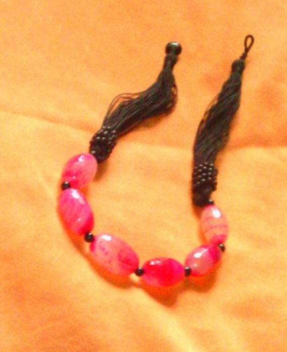 бусы, ожерелье, розовый агат, 50 см.