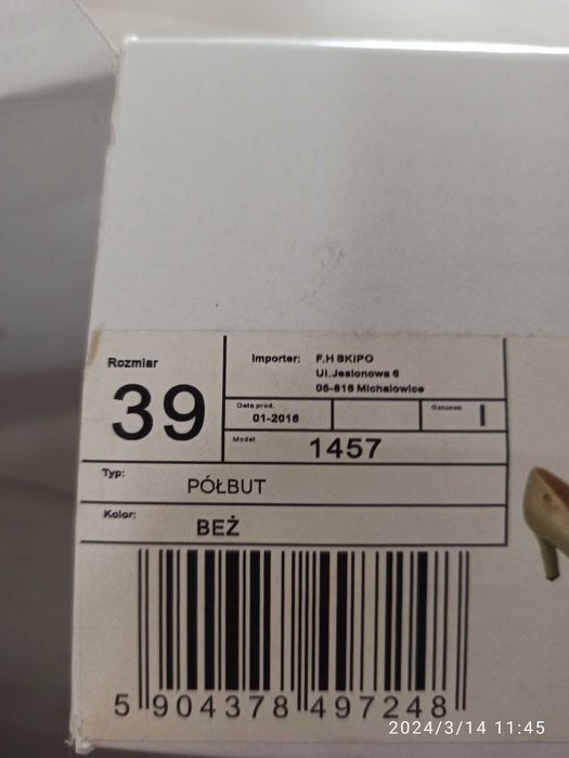 Półbuty obcas rozmiar 39 szpilka