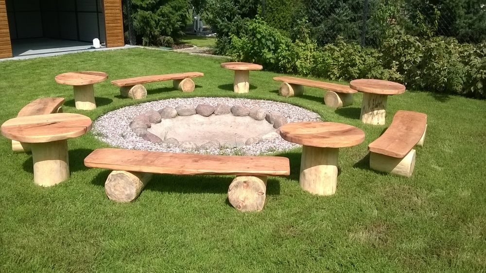 Ławki , ognisko impreza w plenerze