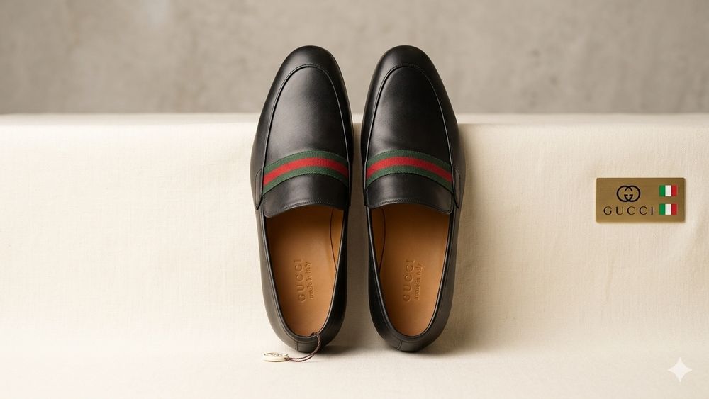 Мужские кожаные лоферы Gucci Donnie Web
