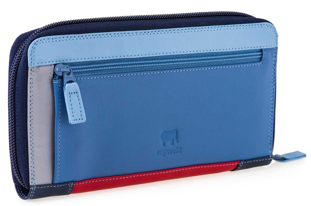 Carteira grande com fecho zip em pele MYWALIT na cor Royal