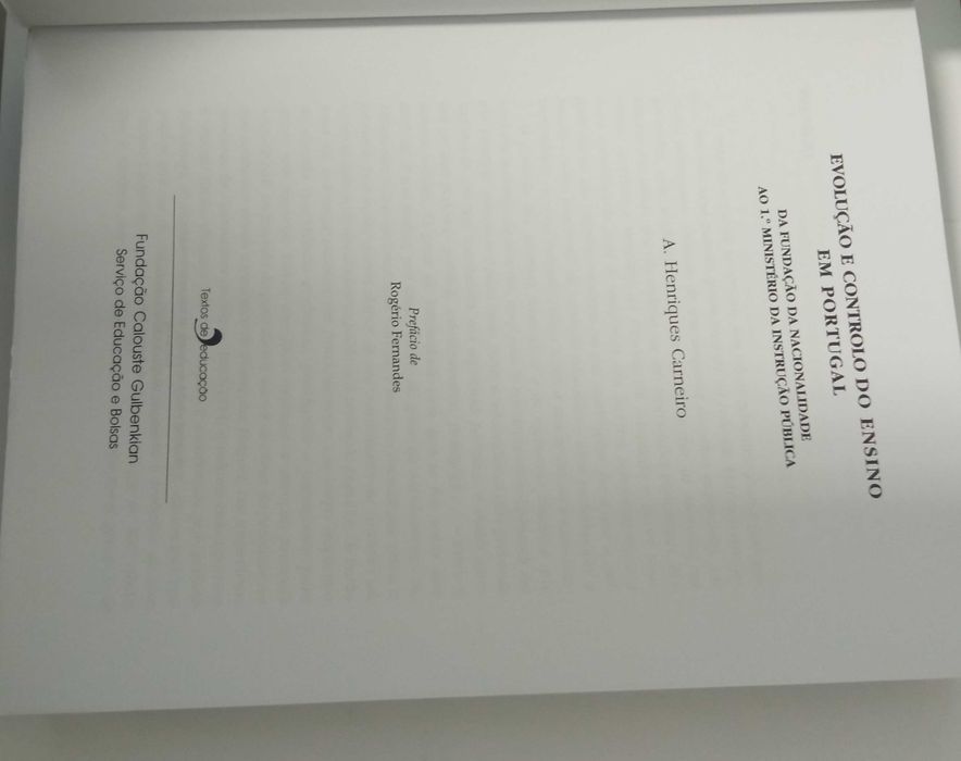 Evolução e controlo do ensino em Portugal, de A. Henriques Carneiro