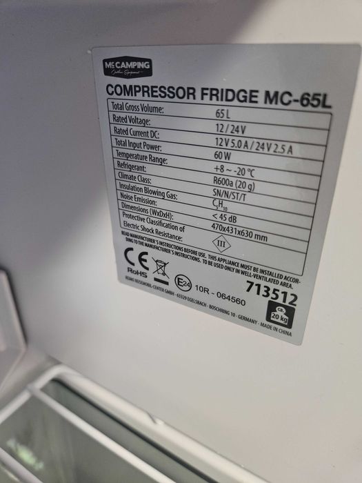 Lodówka kompresorowa MC Camping -65L