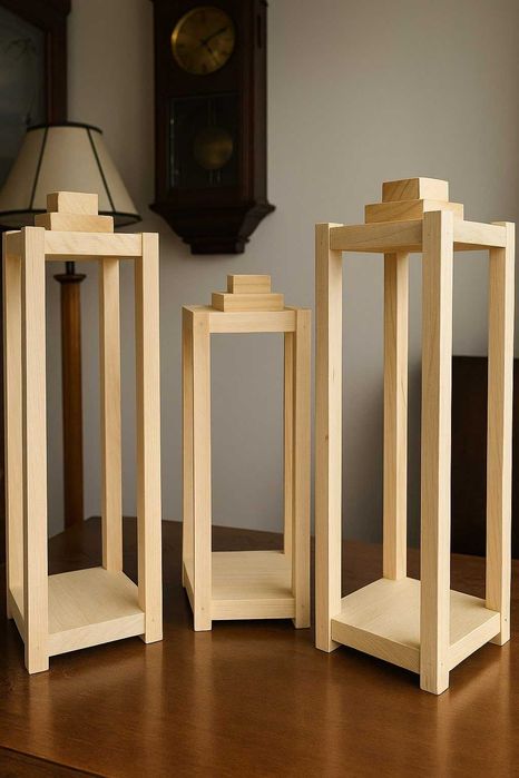 4szt po 40cm, lampiony drewniane konstrukcja pod stroiki np nagrobne