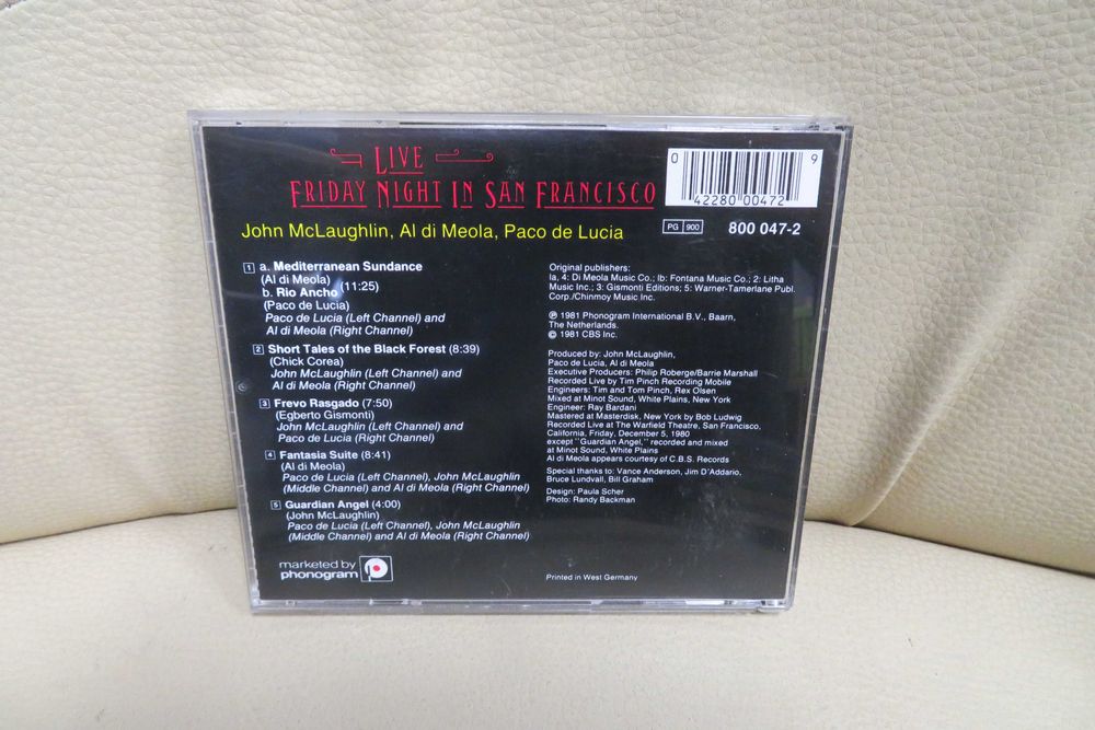 DI MEOLA /McLaughlin/DeLucia- Friday Night in San Francisco-CD-używana
