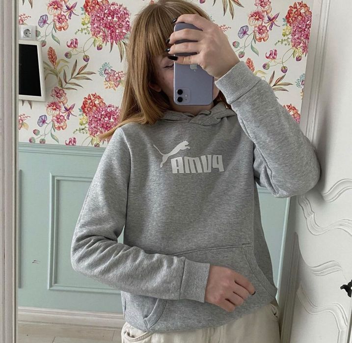 Худи puma серое,тёплое,новое
