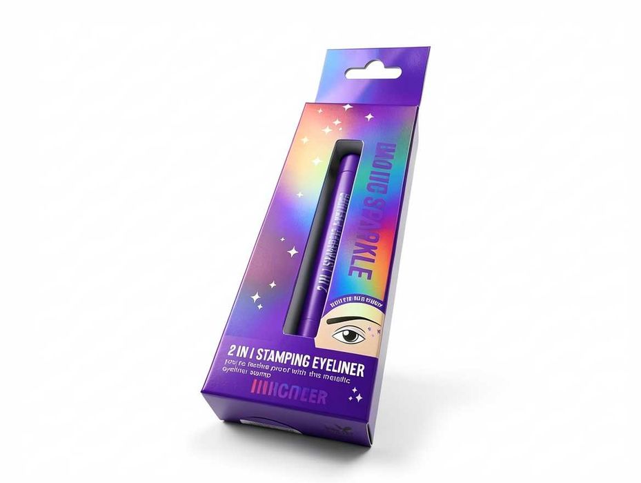 C173 Eyeliner Ze Stempelkiem 2 W 1 Galactic Sparkle Unicorn Metaliczny Eyeliner W Pisaku Do Kreski I Makijażu Festiwalowego Fioletowy Trwały Do Oczu