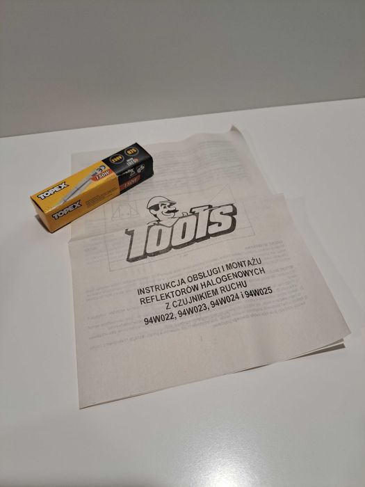 TOP TOOLS Lampa halogenowa zewnętrzna z czujnikiem ruchu 150W żarówka