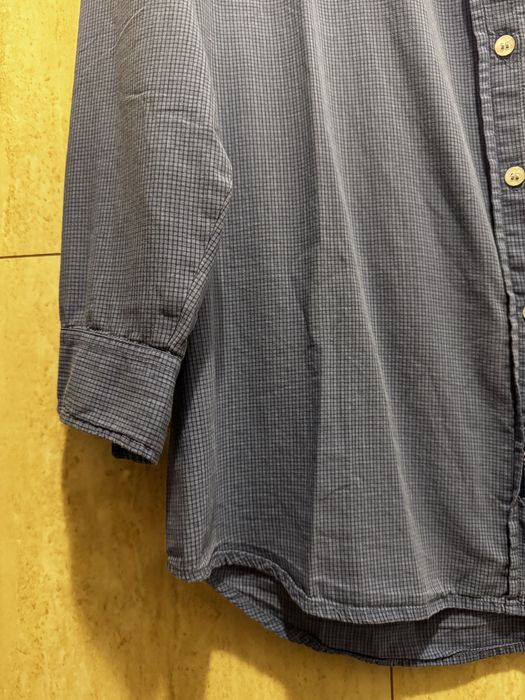 Niebieska męska koszula w kratkę z długim rękawem bawełna rozmiar L