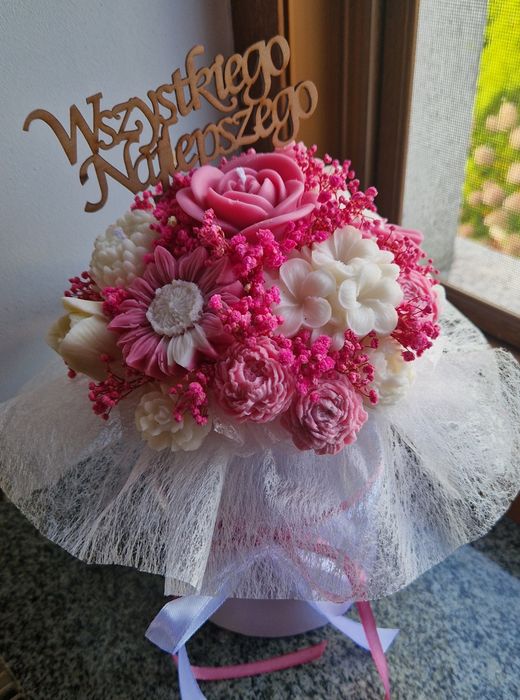 Flower box ze świec sojowych naturalne świeczki