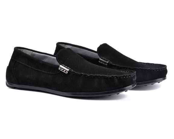 Мокасини  лофери замшеві чорні чоловічі IKOS