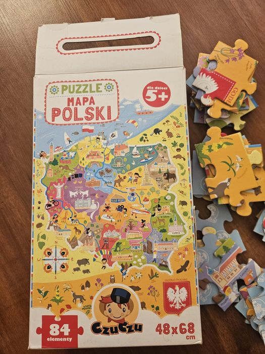 Puzzle dla dzieci mapa Polski 84 sztuki 5+