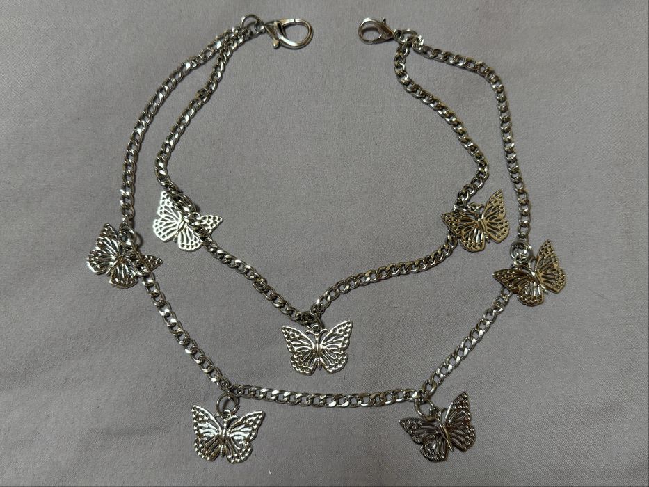 прикраса ланцюжок з метеликами металевий