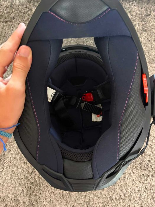 Capacete mota UNIK rosa (XS) + comunicador