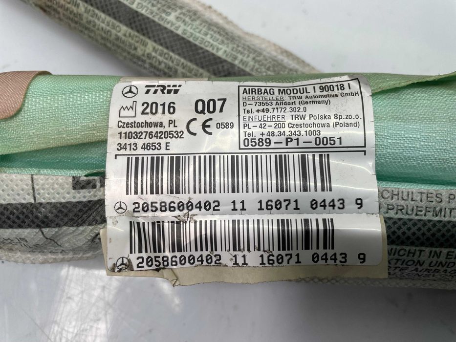 Airbag de cortina lateral direita Mercedes-Benz W205 (2017)