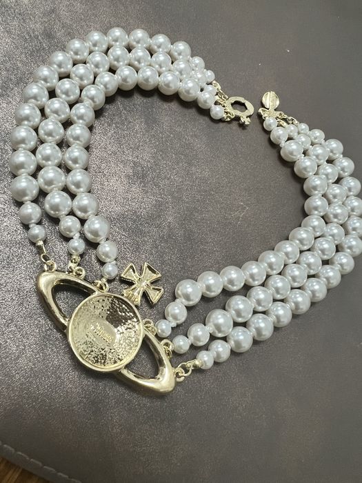 Naszyjnik kolia vivienne westwood złoty gold perły necklace glam