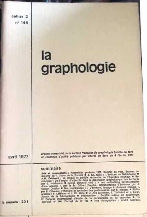 Revista "Cahier La Graphologie" (43 números)