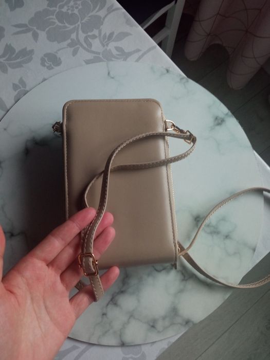 Torebka kopertówka damska, beżowa, mała torebka, NOWA