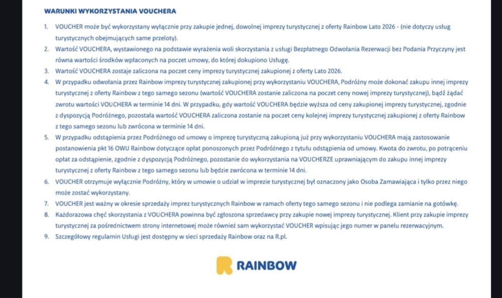 Bon voucher RAINBOW