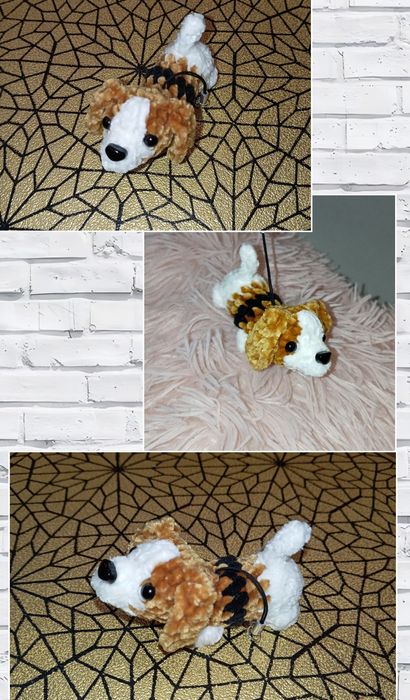 Brelok pies Beagle na szydełku amigurumi handmade