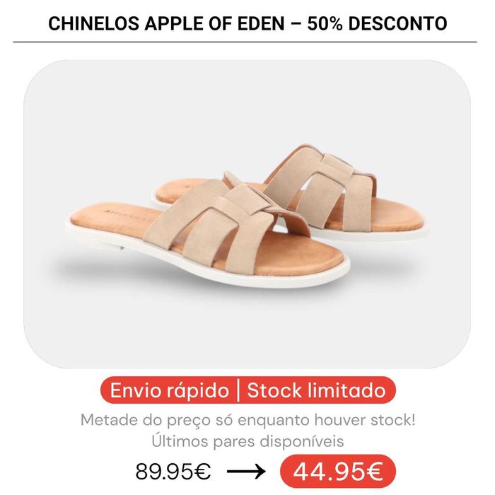 50% Desconto - Chinelos Apple of Eden Shoes