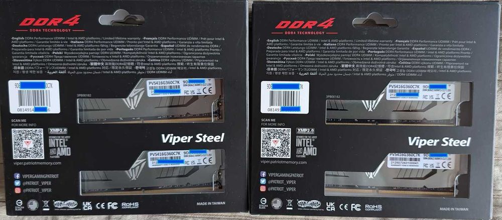 Patriot Viper Steel DDR4 32GB (4×8GB) 3600MHz CL17 – Nowe, z RMA